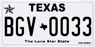 TX license plate BGV0033