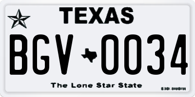 TX license plate BGV0034
