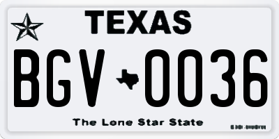 TX license plate BGV0036