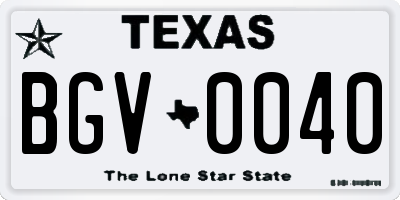 TX license plate BGV0040