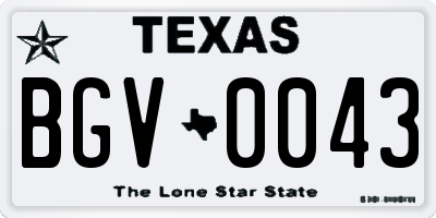 TX license plate BGV0043