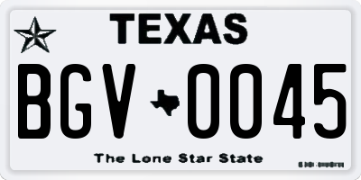 TX license plate BGV0045