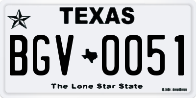 TX license plate BGV0051