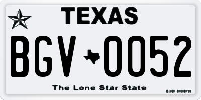TX license plate BGV0052