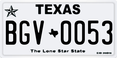 TX license plate BGV0053