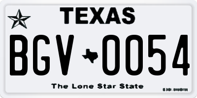 TX license plate BGV0054