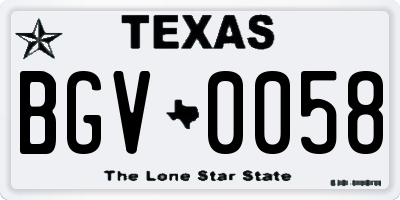 TX license plate BGV0058