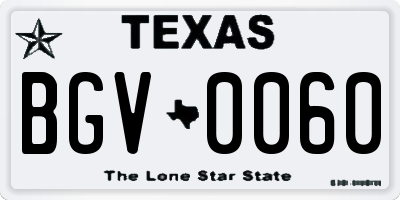 TX license plate BGV0060