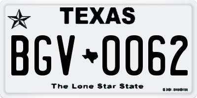 TX license plate BGV0062