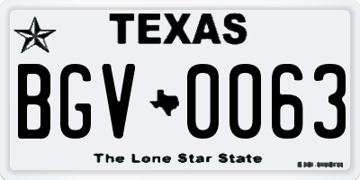 TX license plate BGV0063