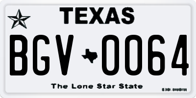 TX license plate BGV0064