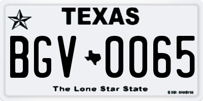 TX license plate BGV0065