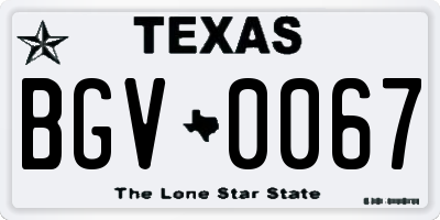 TX license plate BGV0067