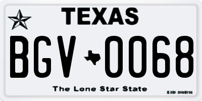 TX license plate BGV0068