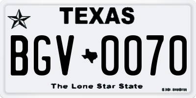 TX license plate BGV0070