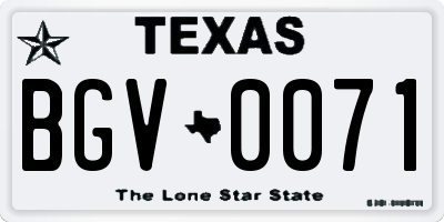 TX license plate BGV0071
