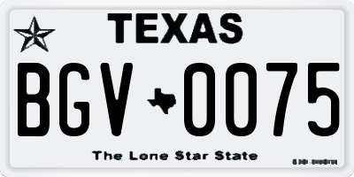 TX license plate BGV0075