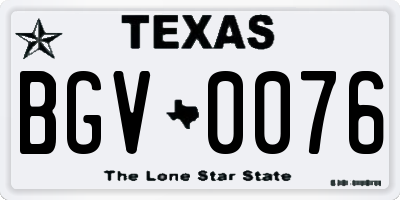 TX license plate BGV0076