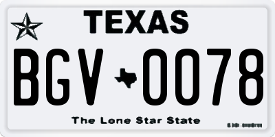 TX license plate BGV0078