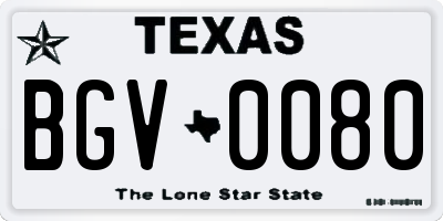 TX license plate BGV0080