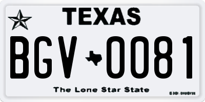 TX license plate BGV0081