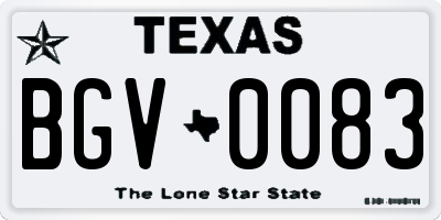 TX license plate BGV0083