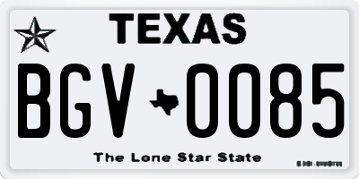 TX license plate BGV0085