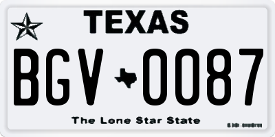 TX license plate BGV0087