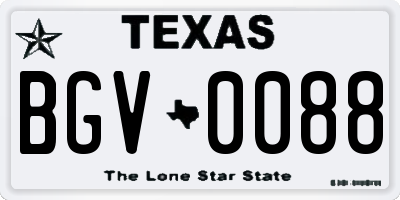 TX license plate BGV0088