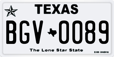 TX license plate BGV0089