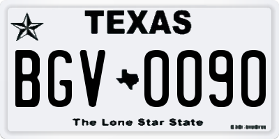 TX license plate BGV0090