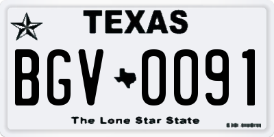 TX license plate BGV0091