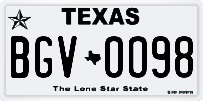 TX license plate BGV0098
