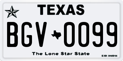 TX license plate BGV0099