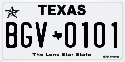 TX license plate BGV0101