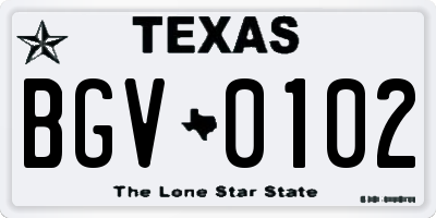 TX license plate BGV0102