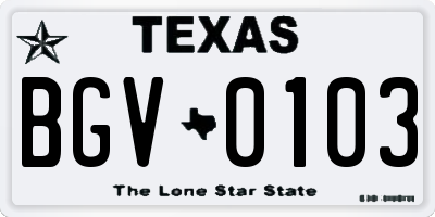 TX license plate BGV0103
