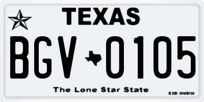 TX license plate BGV0105