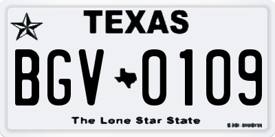 TX license plate BGV0109