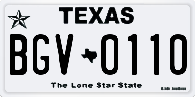 TX license plate BGV0110