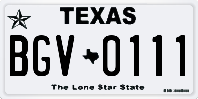 TX license plate BGV0111