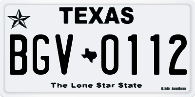 TX license plate BGV0112