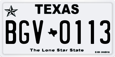 TX license plate BGV0113