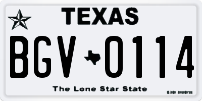 TX license plate BGV0114