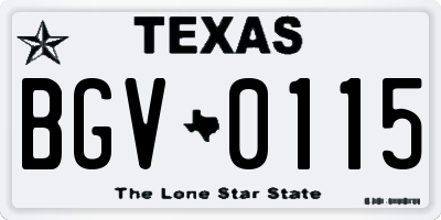 TX license plate BGV0115