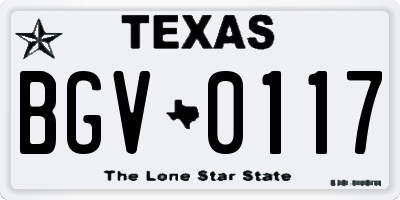 TX license plate BGV0117