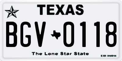 TX license plate BGV0118