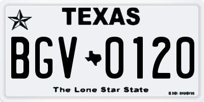TX license plate BGV0120