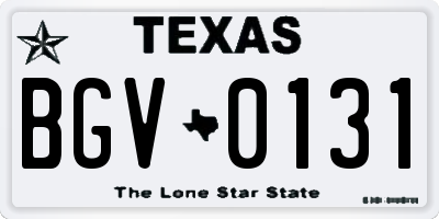 TX license plate BGV0131