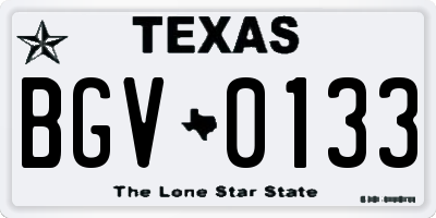 TX license plate BGV0133
